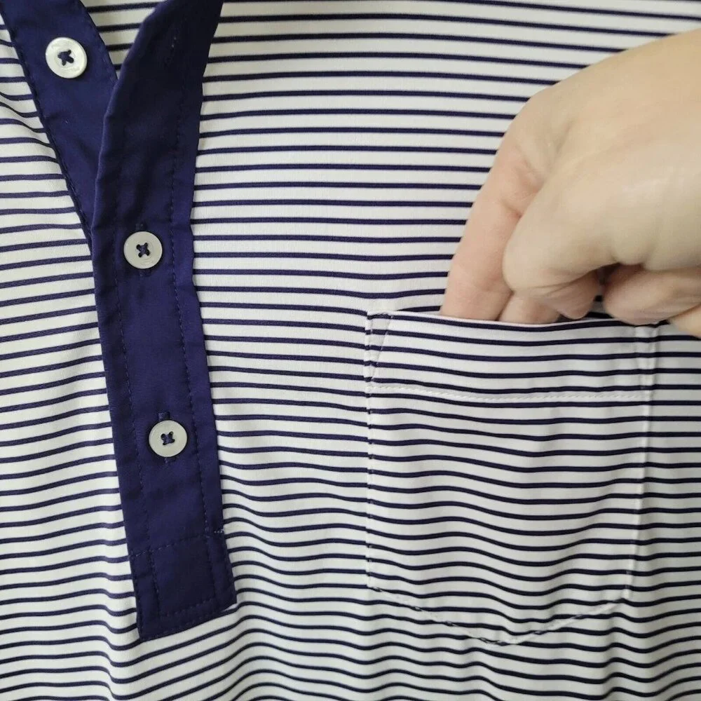 Ralph Lauren RLX Golf Polo Mens XL Performance Blue Striped Richland Course Logo